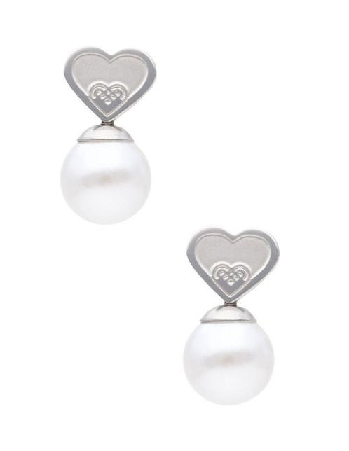 Broqueles de corazón Nuvi con acabado brillante imitación perla