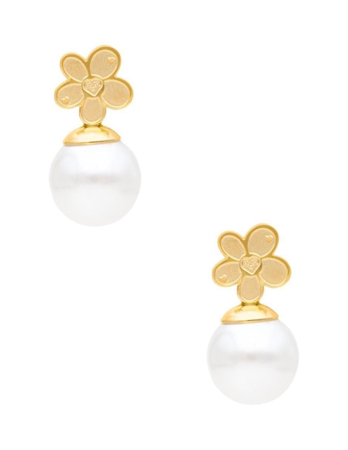 Broqueles de flor Nuvi con acabado brillante imitación perla