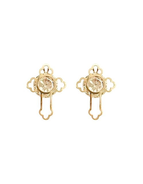Broqueles de cruz Lenna de oro con acabado brillante zirconia