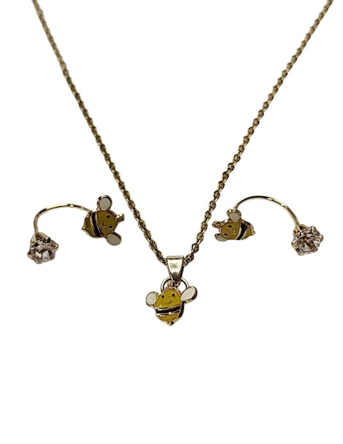 Set de collar y aretes Limerence By Claudia Herrera de oro vermeil 14 k zirconia