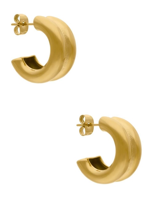 Aretes de aro circulares Nuvi Tendencias con acabado brillante