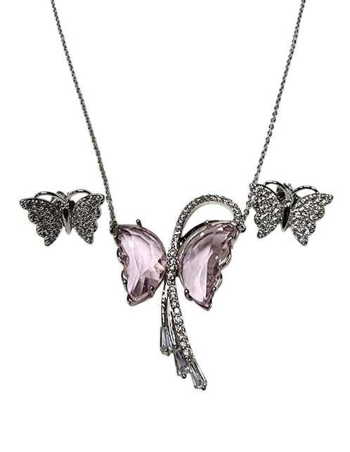 Aretes y collar de mariposa Limerence by Claudia Herrera zirconia