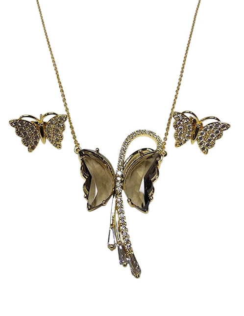 Aretes y collar de mariposa Limerence by Claudia Herrera zirconia