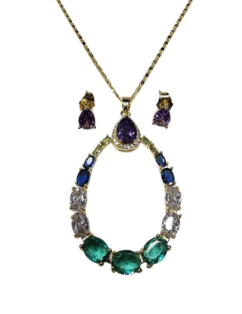 Aretes y collar de gota Limerence by Claudia Herrera zirconia