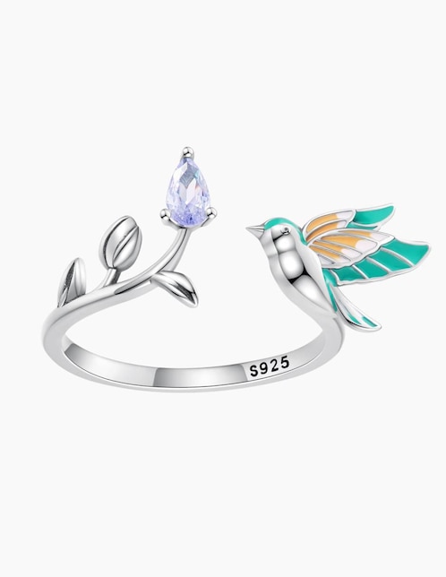 Anillo de colibrí Naturaleza P 925 de plata circonita pulido