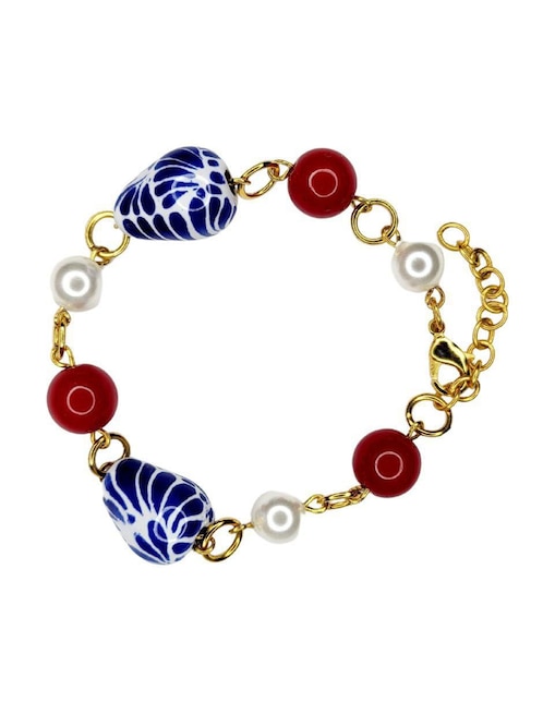 Pulsera Maria Rayuela de cerámica con acabado chapa de oro
