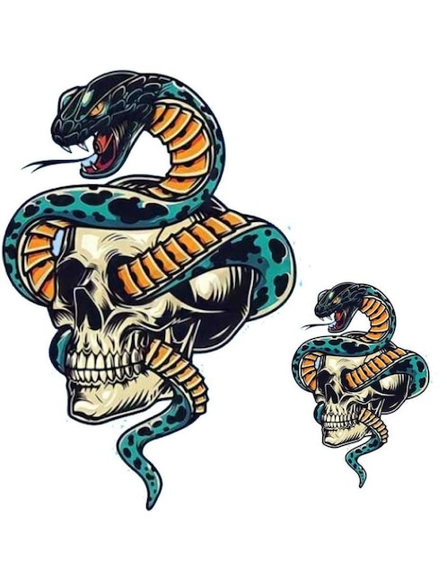 Parche decorativo para ropa Patchpros Skull Snake06 aplicación autoadhesivo