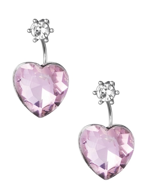 Aretes de corazón Unlimited By Ob con acabado baño rodio cristal