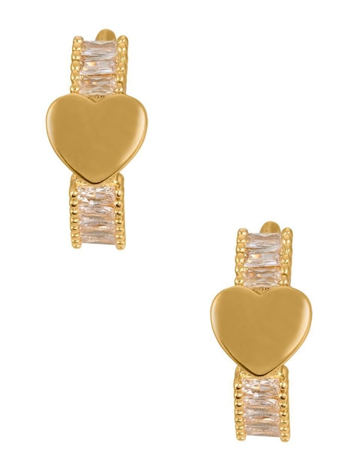 Aretes de corazón Unlimited By Ob 18 K con acabado chapa de oro zirconia