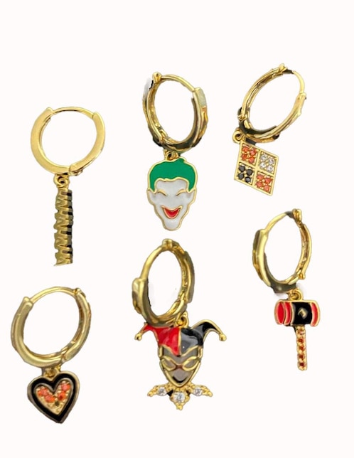 Set de aretes Joker Nira con acabado pulido zirconia cúbica