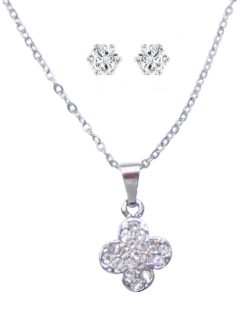 Aretes y collar de flor Lieb cristal