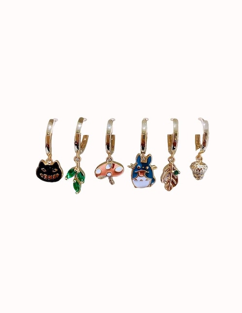 NIRA Set de aretes Totoro Nira Anime con acabado pulido zirconia cúbica