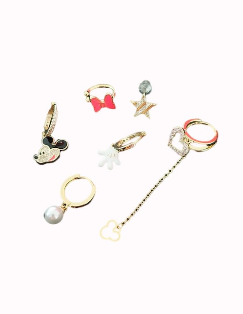 Set de aretes Mickey Nira Disney con acabado pulido zirconia cúbica