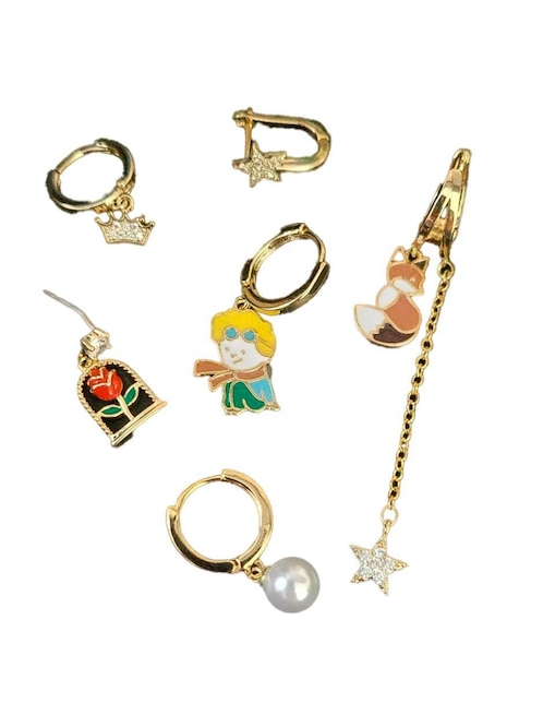 Set de aretes El Principito Nira Clasico con acabado pulido zirconia cúbica