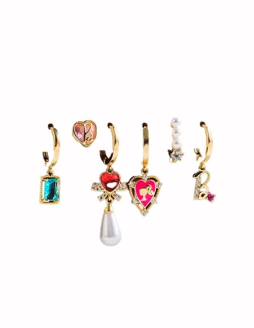 Set de aretes Barbie Nira con acabado pulido zirconia cúbica