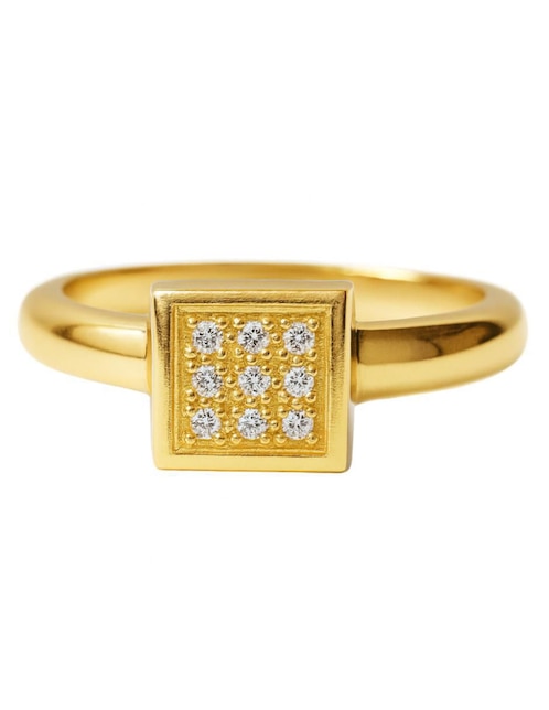 Anillo cuadrado Casa Michel Joyeria 14 k de oro diamante pulido