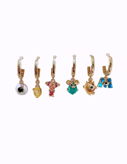 Set de aretes Monsters Inc Nira Sullivan y Boo con acabado pulido zirconia cúbica