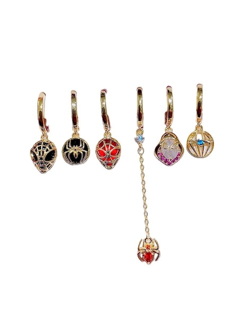 Set de aretes Spider-Woman y Spider-Man Nira con acabado pulido zirconia cúbica