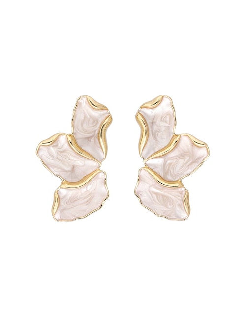 Aretes largos de flor Map con acabado brillante