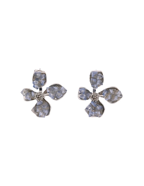 Aretes cortos de flor con acabado brillante 1
