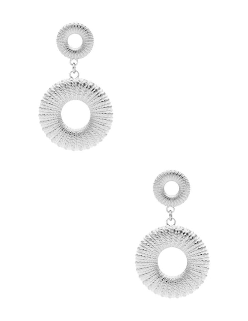 Aretes largos circulares Nuvi Colección Tendencias de acero inoxidable con acabado brillante