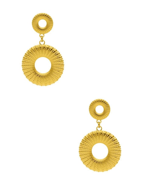 Aretes largos circulares Colección Tendencias  de acero inoxidable con acabado brillante