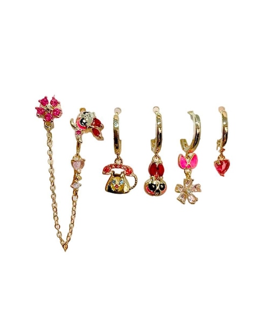 Set de aretes Bombón Nira Superheroína de 10 k con acabado pulido zirconia cúbica