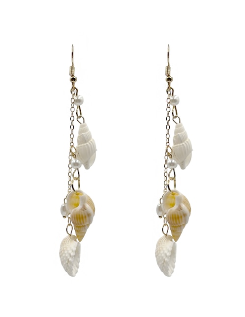 Aretes largos de concha Map con acabado texturizado