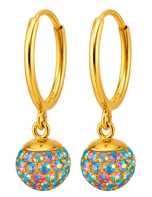 Arracadas Lenna de oro 14 k con acabado brillante cristal