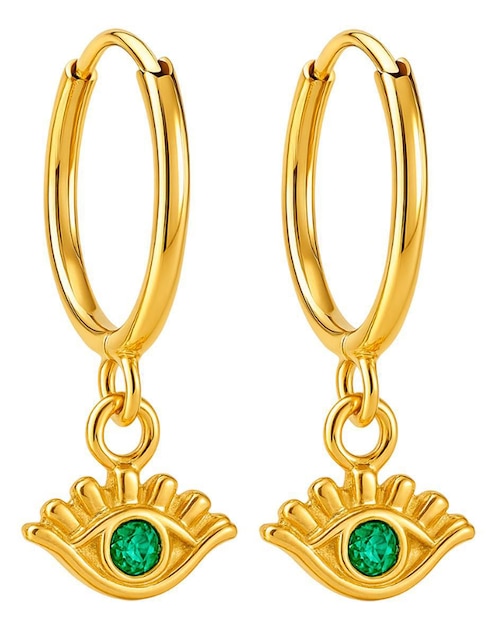 Arracadas de ojo turco Lenna de oro 14 k con acabado brillante zirconia