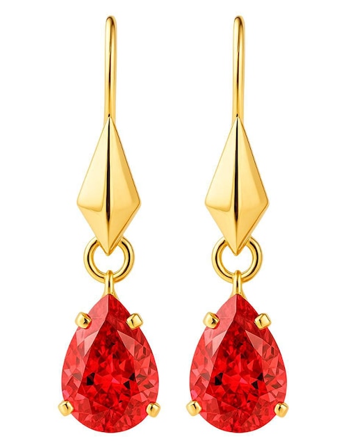 Aretes largos de gota de oro 10 k con acabado brillante zirconia Aretes largos de gota de oro 10 k con acabado brillante zirconia