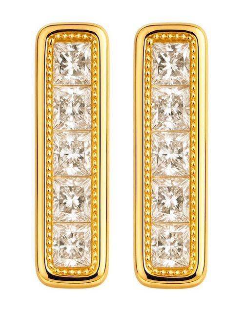 Broqueles rectangulares Lenna de oro 10 k con acabado brillante zirconia