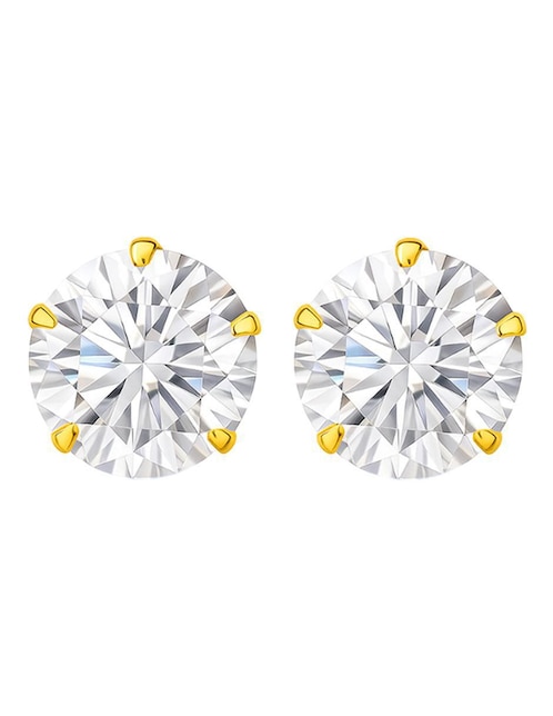 Broqueles Lenna de oro 14 k con acabado brillante zirconia