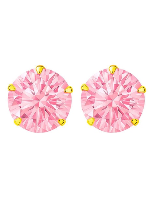 Broqueles Lenna de oro 14 k con acabado brillante zirconia