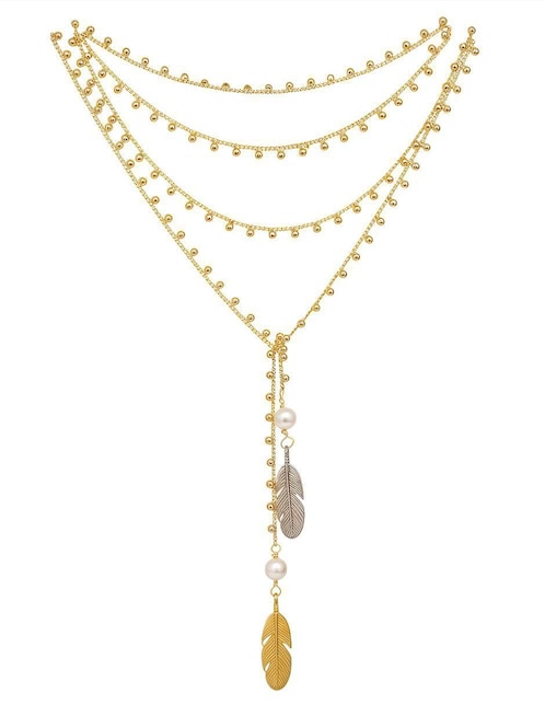 Collar de pluma Vangania de baño de oro 18 K