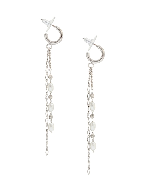 Aretes largos ovalados Map con acabado lustre perla