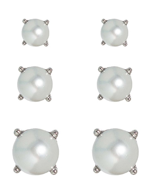 Set de aretes de perla Map con acabado pulido