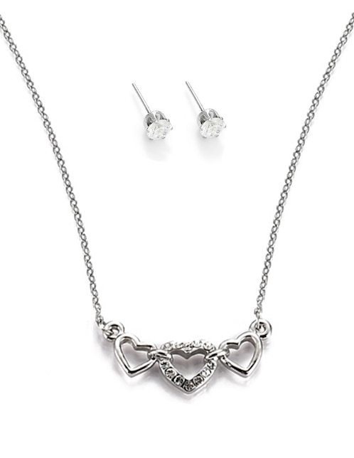 Aretes y collar de forma corazón cristal 1