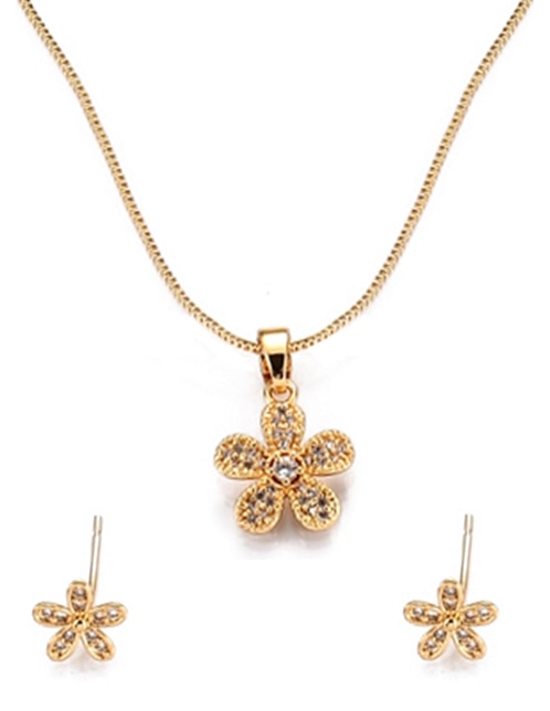 Aretes y collar de Forma de Flor Zirconia 1