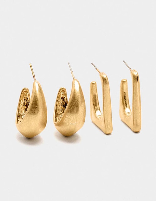 Set de aretes Parfois Golden Basics