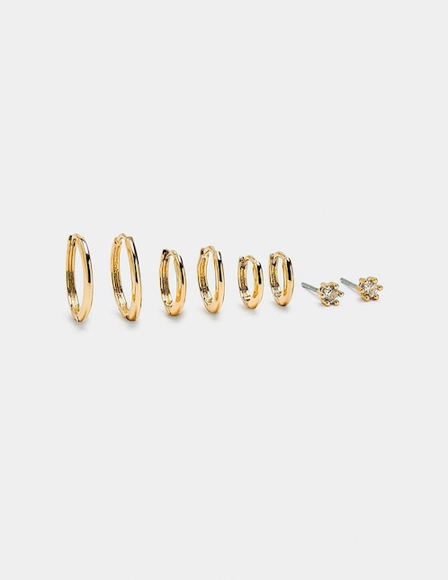 Set de aretes Parfois Golden Delicates con acabado liso