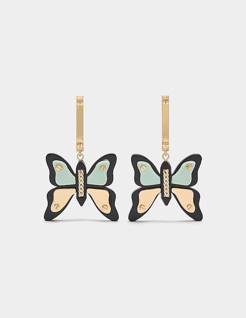 Aretes largos mariposa Parfois Funky Harmony con acabado brillante