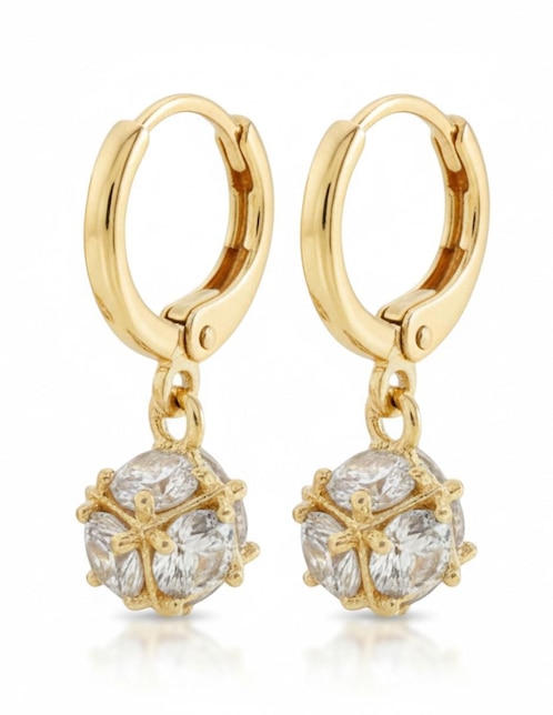 Aretes cortos 18 k con acabado chapa de oro zirconia