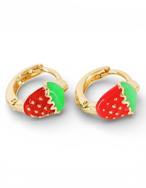 Aretes cortos de fresa Cm-Top 18 k con acabado chapa de oro