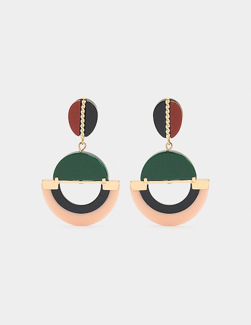 Aretes largos Parfois Funky Harmony con acabado brillante