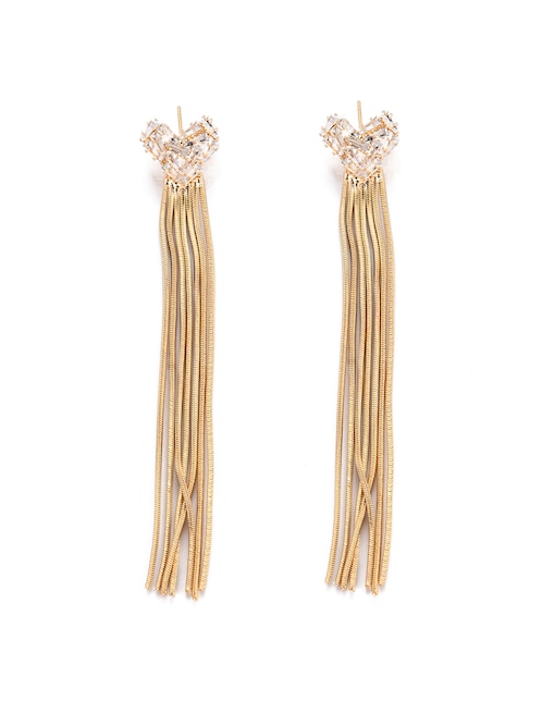 Aretes largos de corazón con acabado brillante cristal 1