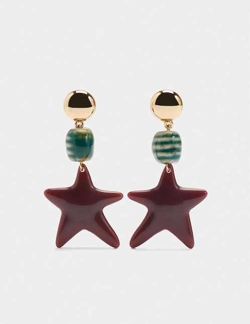 Aretes largos de estrella Wine & Dine con acabado brillante 1