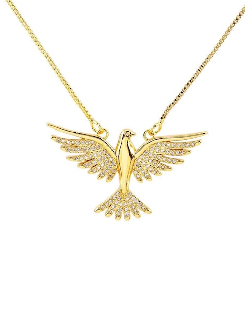 Collar con dije de paloma Yoiko baño de oro 18 k