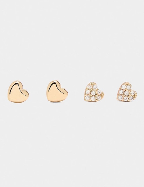 Set de aretes Parfois Golden Delicates con acabado brillante