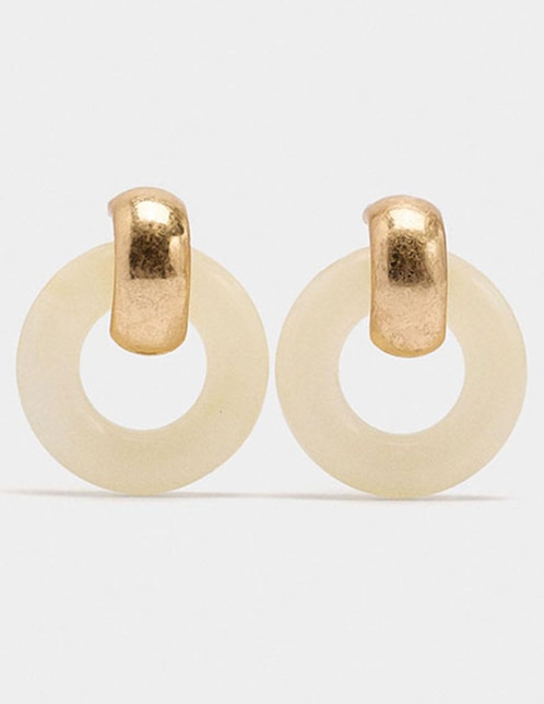Aretes largos circulares Golden Basics con acabado pulido 1